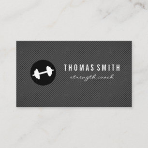 Fitness Weight Dark Grey Pin Stripe Pattern Business Card