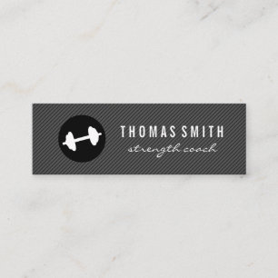 Fitness Weight Dark Grey Pin Stripe Pattern Mini Business Card