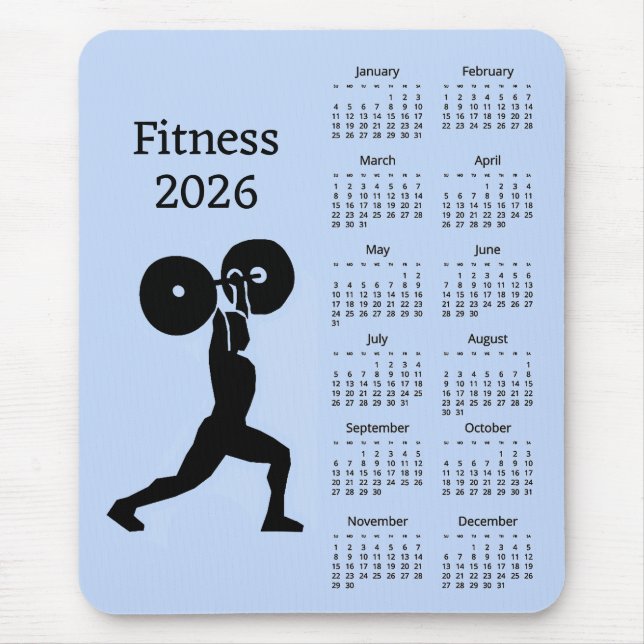 Fitness Weight Lifting 2026 Calendar Mouse Pad (Front)