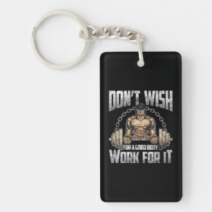 Fitness Weightlifting Barbell and Work Out Key Ring