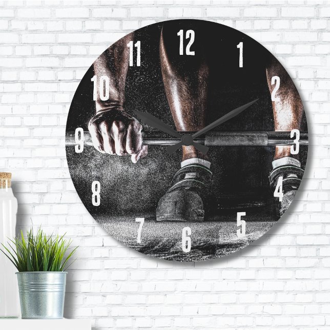 Fitness Weightlifting  Gym Large Clock (Strength Fitness Weightlifting Barbell Gym Large Clock)