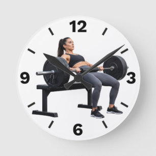 Fitness Woman Hip Thrust Workout Glutes Training Round Clock