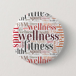 Fitness words 6 cm round badge