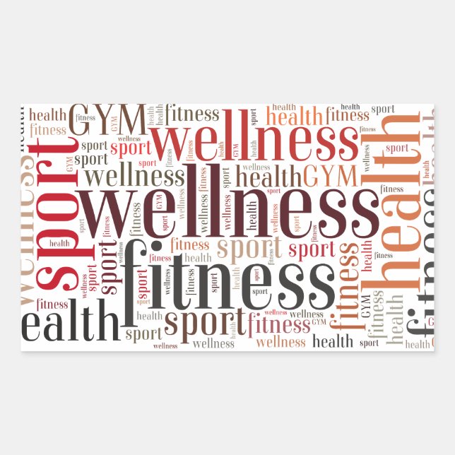 Fitness words rectangular sticker (Front)