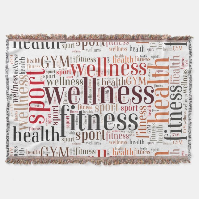 Fitness words throw blanket (Front)