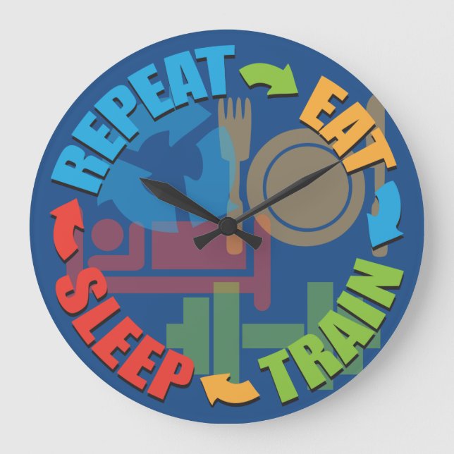 Fitness Workout Gym Motivation Large Clock (Front)