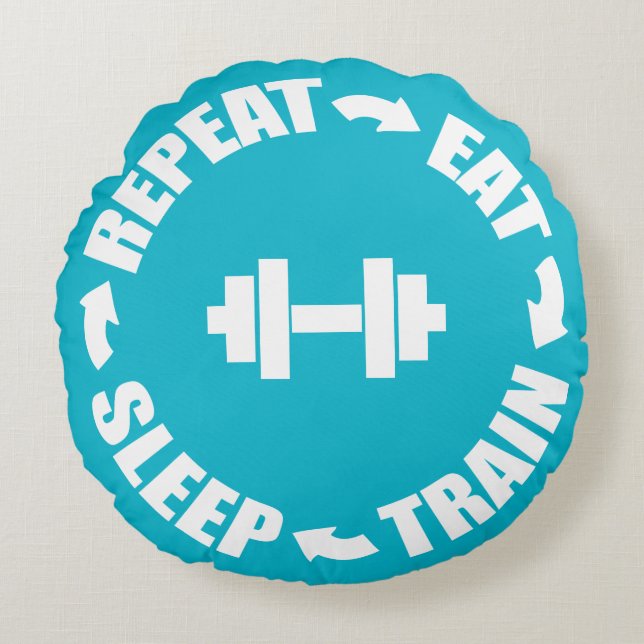 Fitness Workout Gym Motivation Round Cushion (Front)