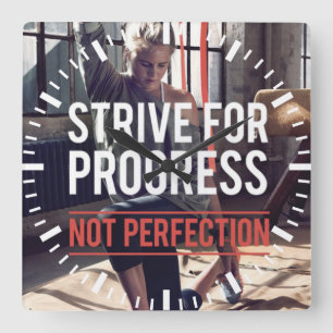 Fitness Workout Gym Motivation Square Wall Clock