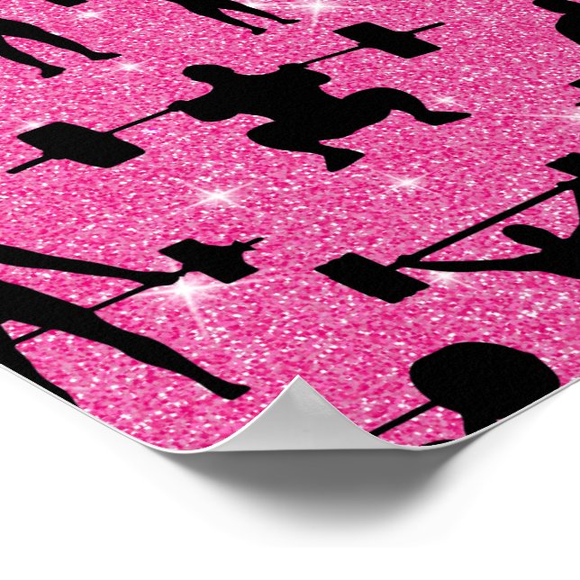 Fitness Workout Gym Sport Pink Glitter Poster (Corner)