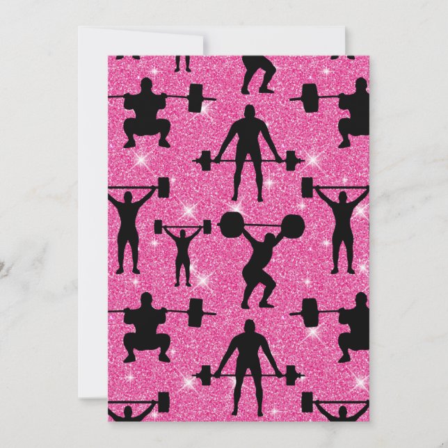 Fitness Workout Gym Sport Pink Glitter Thank You Card (Front)
