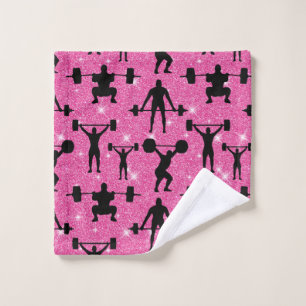 Fitness Workout Gym Sport Pink Glitter Wash Cloth