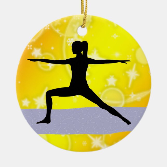 Fitness! Yoga - Warrior - SRF Ceramic Tree Decoration (Front)