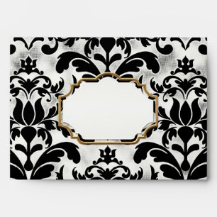 Fits 5x7 Aged Distressed Damask Golden Bling Look Envelopes