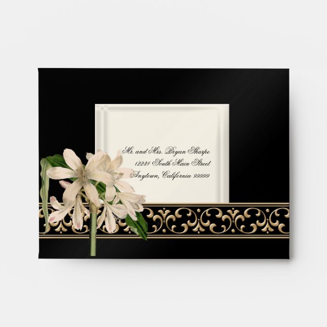Fits A2 Baroque Vintage Lily Gold Invite Envelope (Front)