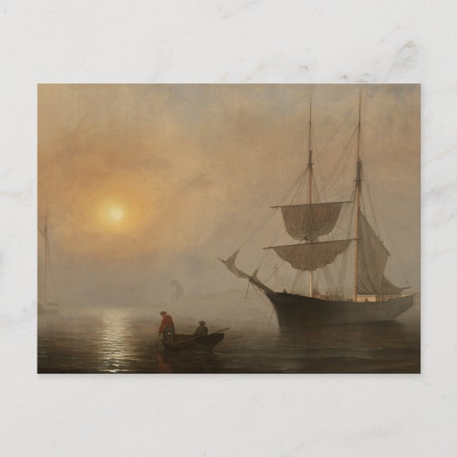 Fitz Henry Lane - Ship in Fog, Gloucester Harbour Postcard (Front)