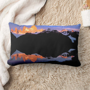 Fitz Roy Group Reflected in Glacial Lakes Lumbar Cushion
