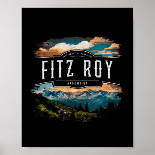 Fitz Roy Mountains Argentina Hiking Outdoors Vinta Poster