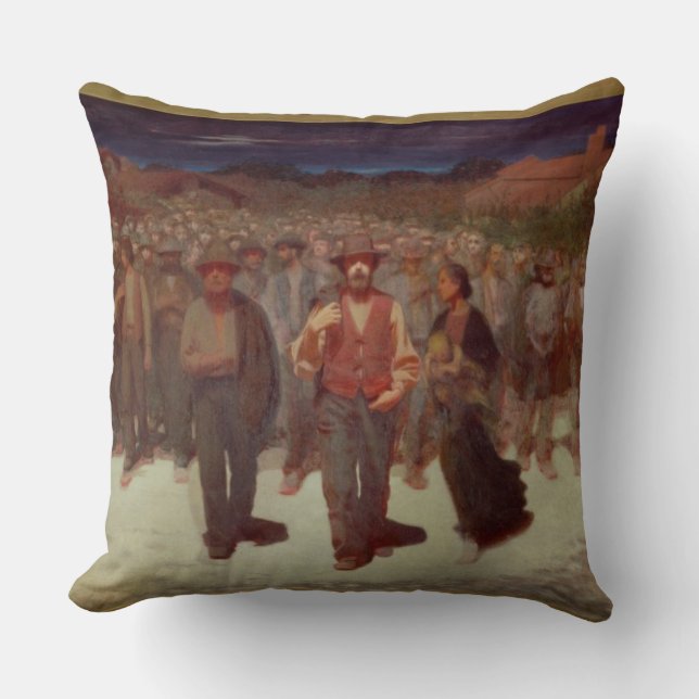 Fiumana (The Human Tide) 1895-96 (oil on canvas) Cushion (Front)