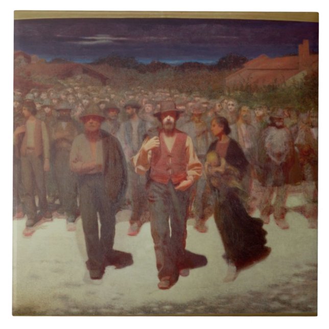 Fiumana (The Human Tide) 1895-96 (oil on canvas) Tile (Front)