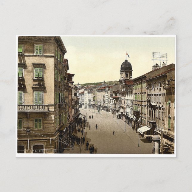 Fiume, the Corso, Croatia, Austro-Hungary classic Postcard (Front)