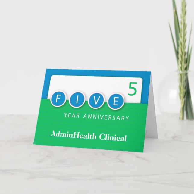 Five 5 Year Employee Anniversary with Circles Card (Front)
