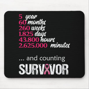 Five 5 Year Survivor Breast Cancer Awareness Gift Mouse Pad