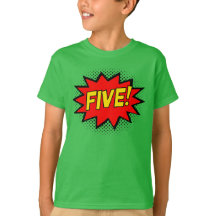 FIVE! 5th Birthday Gift Superhero Logo T-Shirt