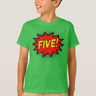 FIVE! 5th Birthday Gift Superhero Logo T-Shirt
