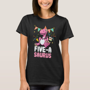 Five A Saurus Dinosaur  Cute Kiddo Rex T-Shirt