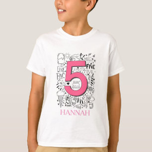 FIVE age 5th pink  birthday card T-Shirt