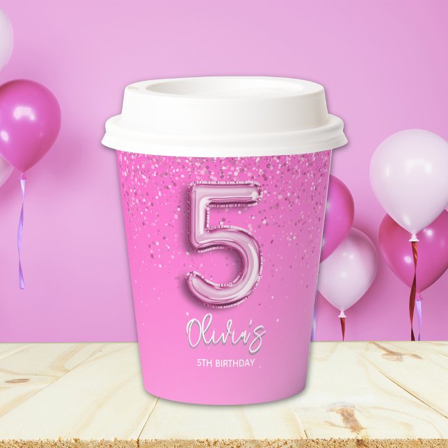 "Five and Fabulous Paper – Pink Glitter Birthay Cups (Creator Uploaded)