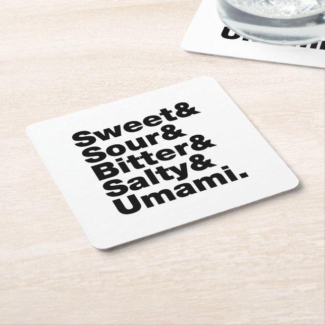 Five Basic Tastes Square Paper Coaster (Angled)