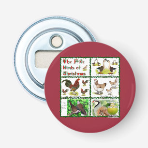 Five Birds of Christmas Bottle Opener