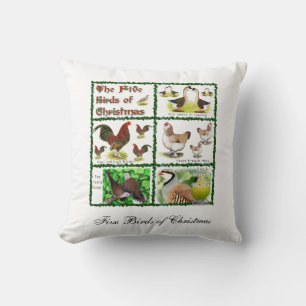Five Birds of Christmas Cushion