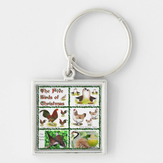 Five Birds of Christmas Key Ring (Front)