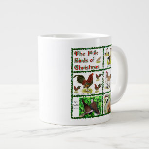 Five Birds of Christmas Large Coffee Mug