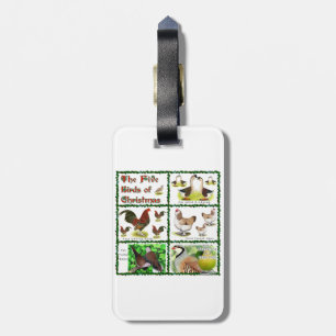 Five Birds of Christmas Luggage Tag