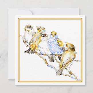 Five Birds Square Flat Card, Matte Paper Thank You Card