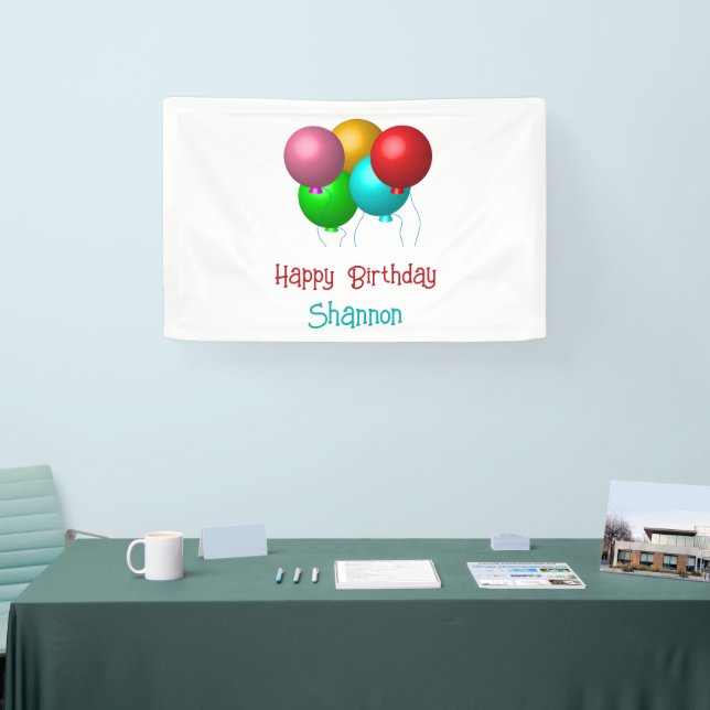 Five Birthday Balloons Customisable Text Indoor Banner (Tradeshow)