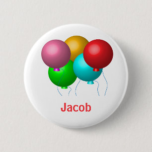 Five Birthday Balloons Personalised 6 Cm Round Badge