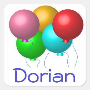 Five Birthday Balloons Personalised Square Sticker