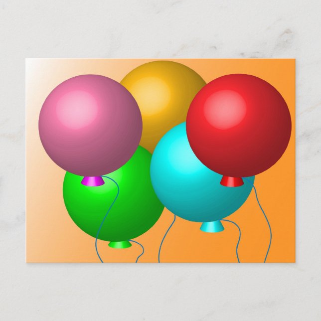Five Birthday Balloons Postcard (Front)