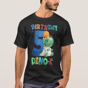 Five Birthday Dino Space  Boys 5 Years Astronaut B T-Shirt