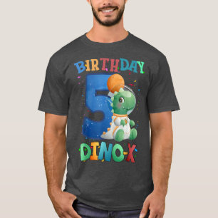 Five Birthday Dino Space Lover Boys 5 Years Astron T-Shirt