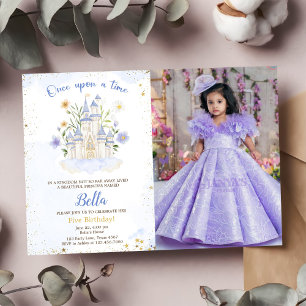 Five birthday party a Princess Castle Photo Invitation