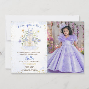Five birthday party a Princess Castle Photo  Invitation