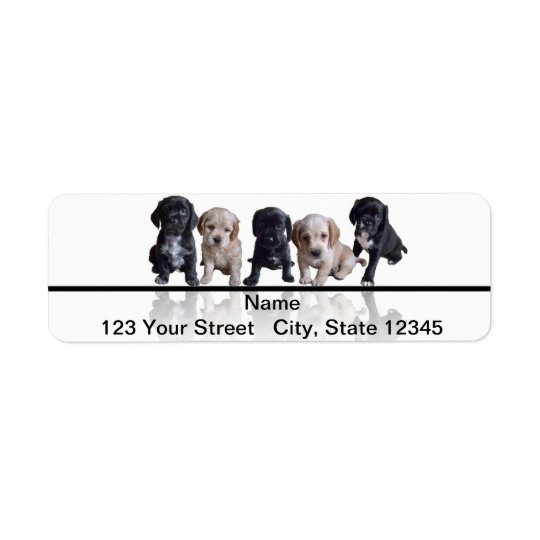 Five Black and Tan Cocker Spaniel Puppies Return Address Label