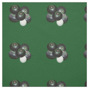 Five Black Lawn Bowls And Jack Pattern, Fabric