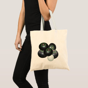 Five Black Lawn Bowls Stacked, Tote Bag
