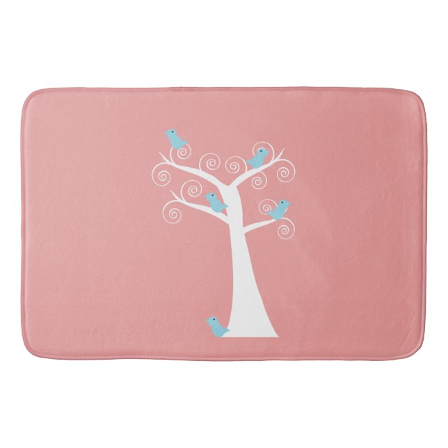 Five Blue Birds in a Tree Bath Mat (Front)